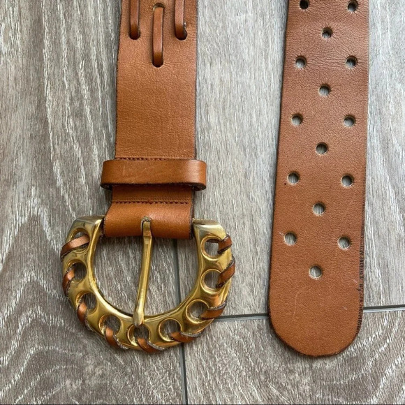 Vintage Handmade Woven Braided Perforated Leather Belt - Picture 11 of 15